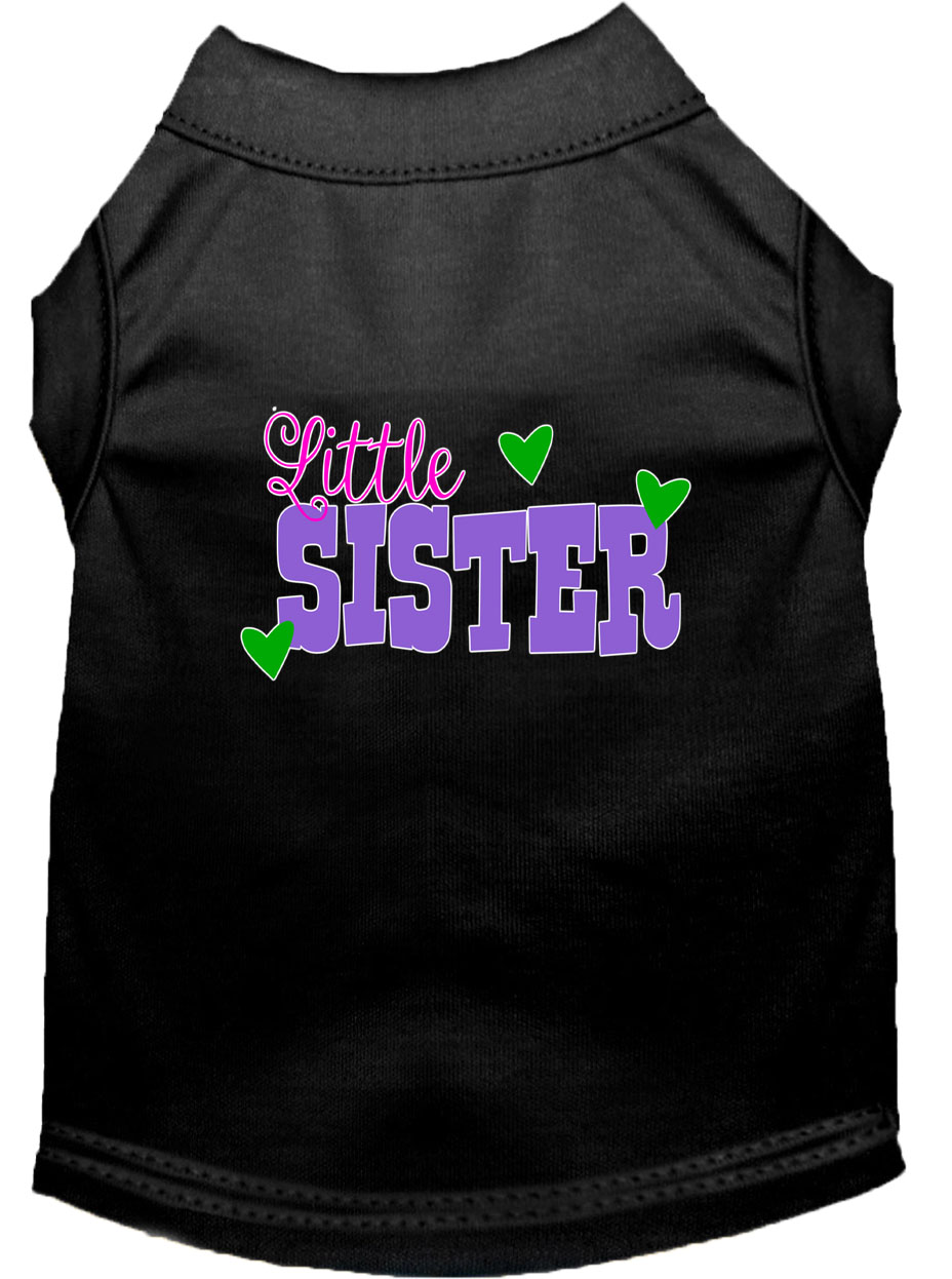 Little Sister Screen Print Dog Shirt Black Lg